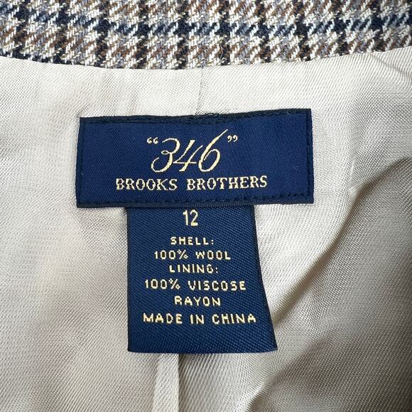 Brooks Brothers "346" Womens Houndstooth Wool Blazer Size 12 - Picture 8 of 10